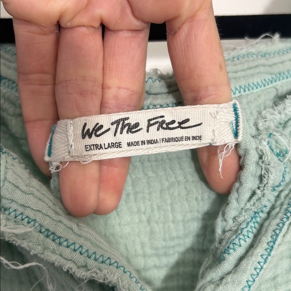 Free People We The Free Green Cotton Boho Blouse size XL - Picture 4 of 9